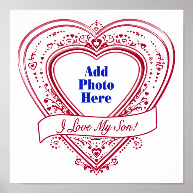 Ich Liebe mein Sohn! Foto Red Hearts Poster (Vorne)