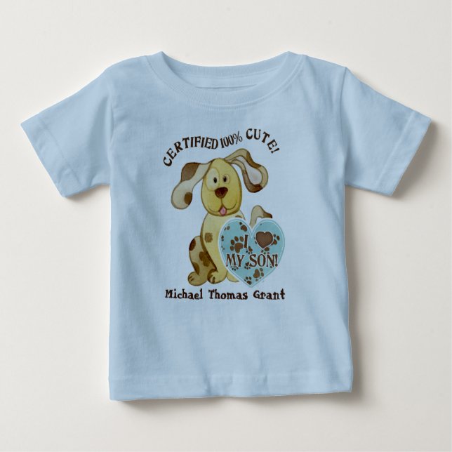 Ich Liebe mein Sohn, Personalisierter Baby-Strampl Baby T-shirt (Vorderseite)