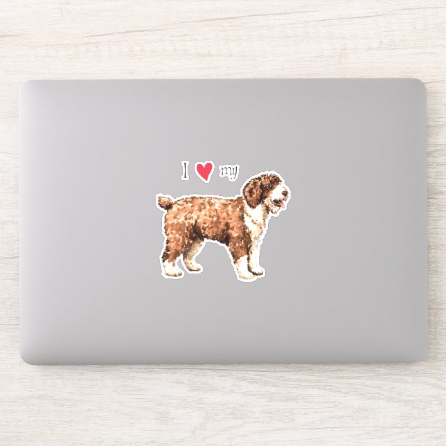 Ich Liebe mein Spanischer Wasserhund Vinyl Sticker (Computer)