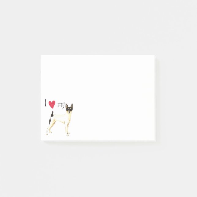 Ich Liebe mein Spielzeug Fox Terrier Post-it Klebezettel (Vorderseite)