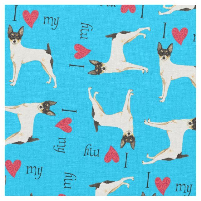 Ich Liebe mein Spielzeug Fox Terrier Stoff (Nahaufnahme)