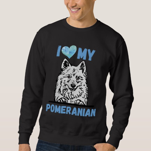 Ich Liebe Mein Spitz Wasserfarben Kunst Original Sweatshirt (Vorderseite)