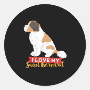 Ich Liebe mein St Bernard Niedlich Dog Lover Welpe Runder Aufkleber