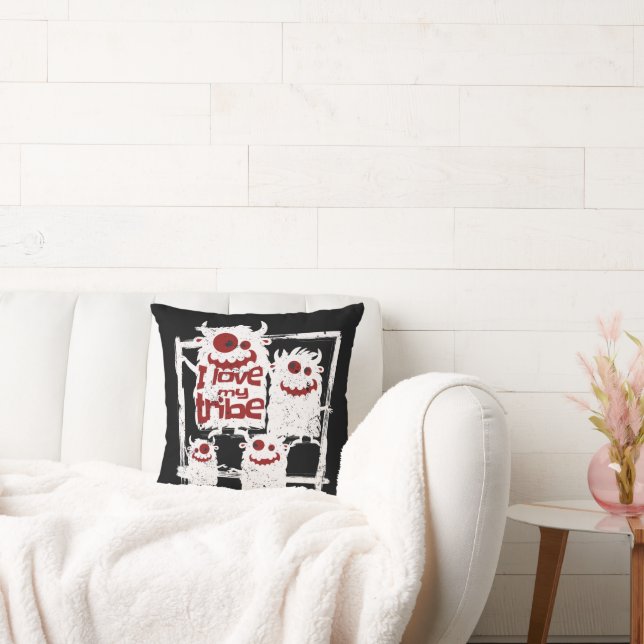 Ich Liebe mein Stamm Funny Monster Familie Hallowe Kissen (Liege)
