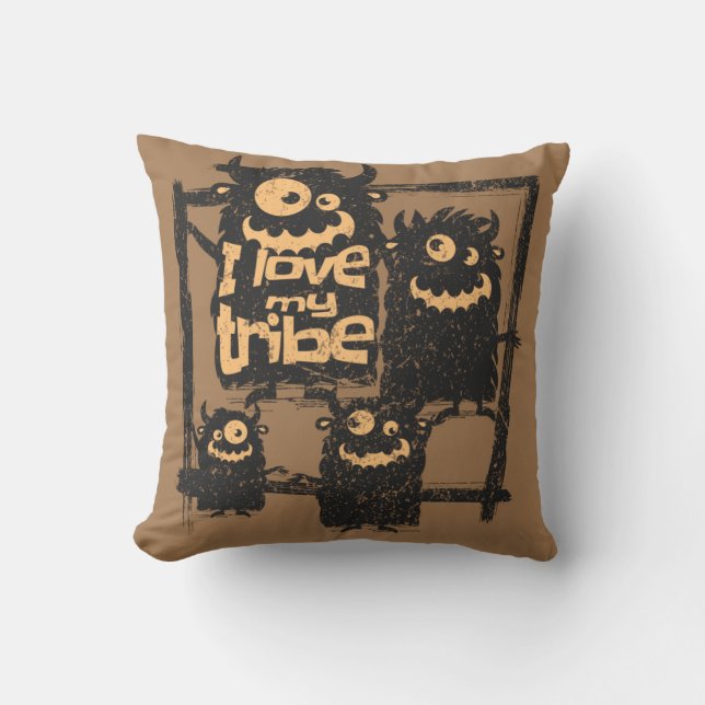 Ich Liebe mein Stamm Funny Monster Familie Hallowe Kissen (Vorderseite)