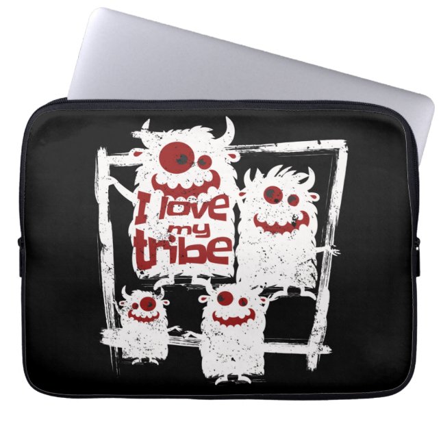 Ich Liebe mein Stamm Funny Monster Familie Hallowe Laptopschutzhülle (Vorderseite)