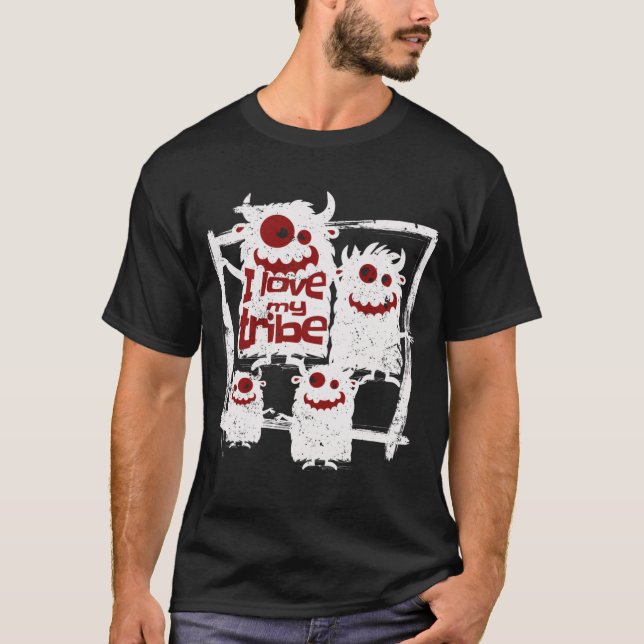 Ich Liebe mein Stamm Funny Monster Familie Hallowe T-Shirt (Vorderseite)