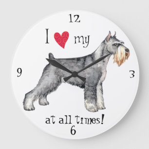 Ich Liebe mein Standard Schnauzer Große Wanduhr