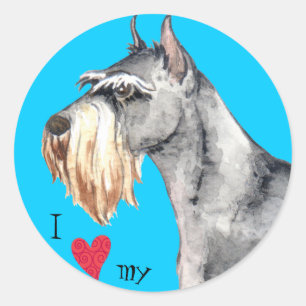 Ich Liebe mein Standard Schnauzer Runder Aufkleber