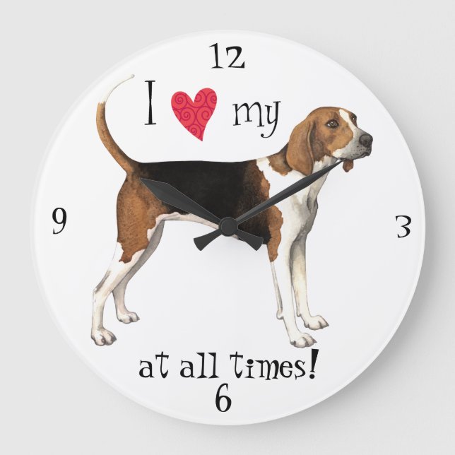 Ich Liebe mein Treeing Walker Große Wanduhr (Vorderseite)