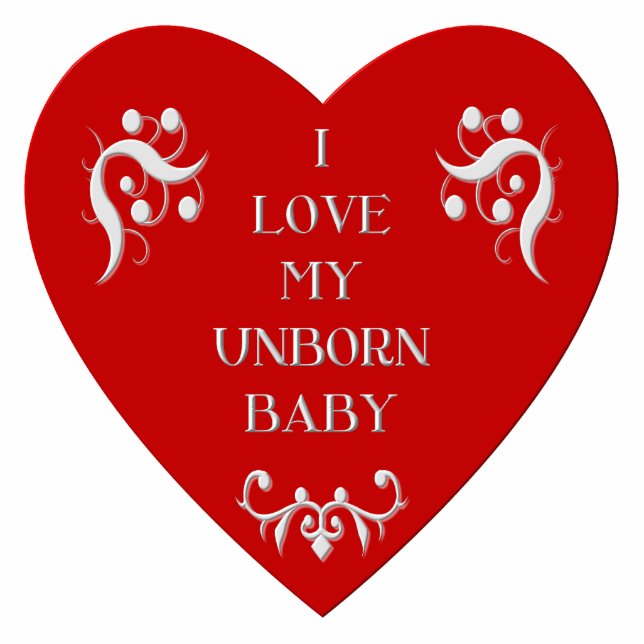 "Ich Liebe mein ungeborenes Kind" Freistehende Fotoskulptur (Vorne)