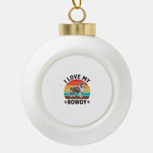 Ich liebe mein ungestümes Vintage-Collie-Hund-Desi Keramik Kugel-Ornament
