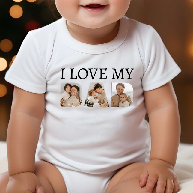 Ich Liebe mein Vater FotoCollage Baby Strampler (I Love My Dad Photo Collage Baby Bodysuit
)