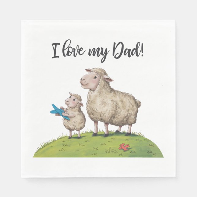 Ich Liebe mein Vater Schafe Serviette (Vorderseite)