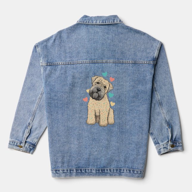 Ich Liebe mein weich beschichtetes Wheaten Terrier Jeansjacke (Rückseite)