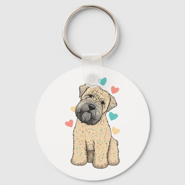 Ich Liebe mein weich beschichtetes Wheaten Terrier Schlüsselanhänger (Vorderseite)