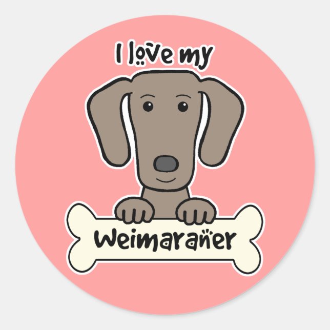 Ich Liebe mein Weimaraner Runder Aufkleber (Vorderseite)