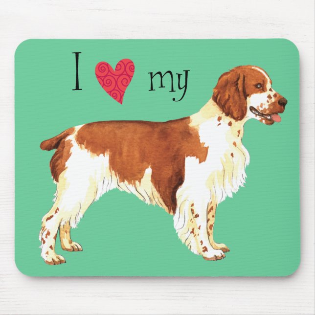 Ich Liebe mein Welsh Springer Spaniel Mousepad (Vorne)