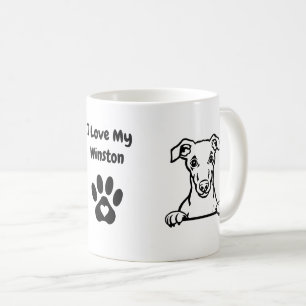 Ich Liebe mein WHIPPET-Dogenname Paw Print Kaffeetasse