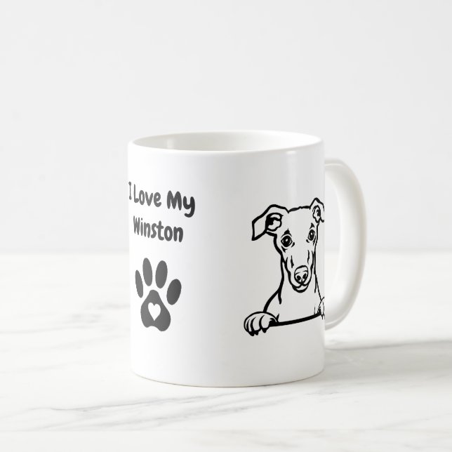 Ich Liebe mein WHIPPET-Dogenname Paw Print Kaffeetasse (VorderseiteRechts)