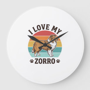Ich liebe mein Zorro Vintage-Hundefreund-Design_1 Große Wanduhr