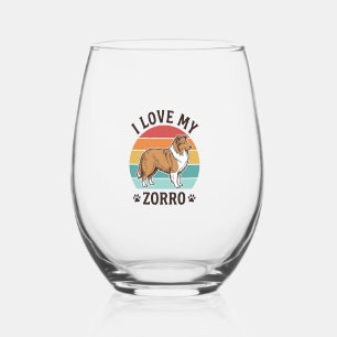 Ich liebe mein Zorro Vintage-Hundefreund-Design_1 Weinglas Ohne Stiel