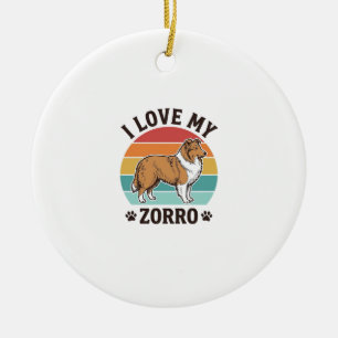 Ich liebe mein Zorro Vintage-Hundeliebhaber-Design Keramik Ornament