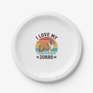 Ich liebe mein Zorro Vintage-Hundeliebhaber-Design Pappteller