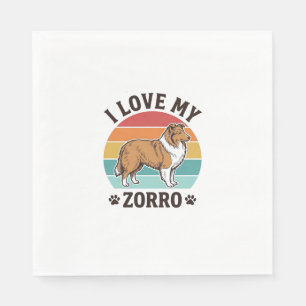 Ich liebe mein Zorro Vintage-Hundeliebhaber-Design Serviette