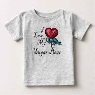 Ich Liebe mein Zuckerbär Herz Lollipop Baby T-shirt