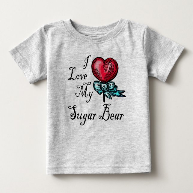 Ich Liebe mein Zuckerbär Herz Lollipop Baby T-shirt (Vorderseite)