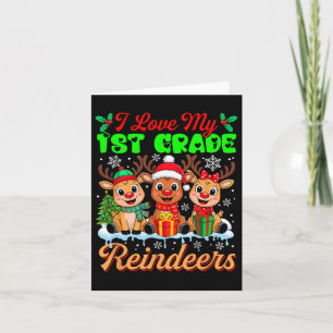 Ich Liebe meine 1. Klasse Rentiere Drei Weihnachts Karte