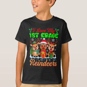 Ich Liebe meine 1. Klasse Rentiere Drei Weihnachts T-Shirt