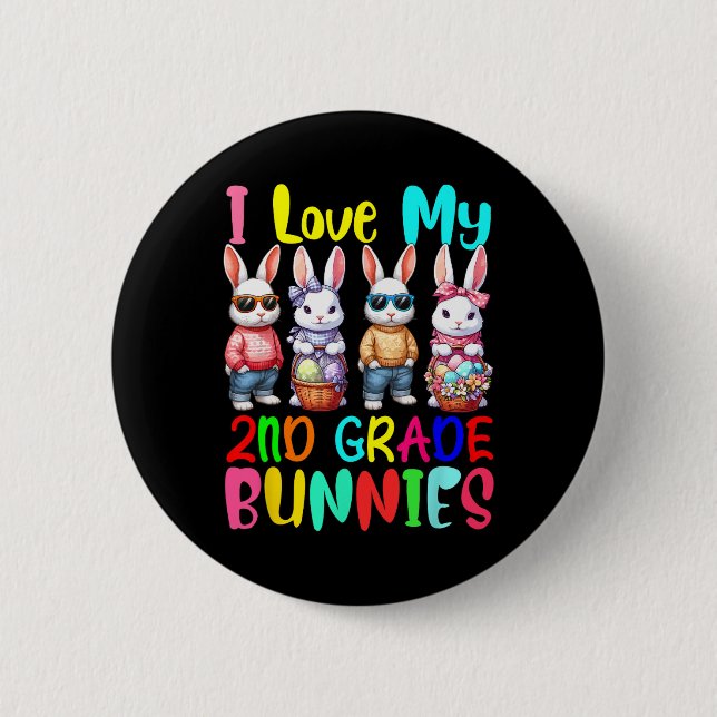 Ich liebe meine 2. Klasse-Hasen-Squad-Osterhasen S Button (Vorderseite)