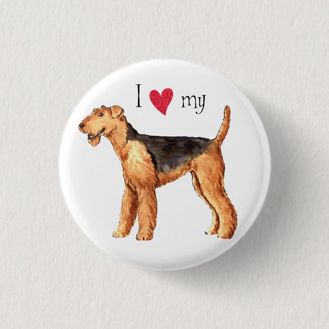 Ich Liebe meine Airedale Button (Vorderseite)