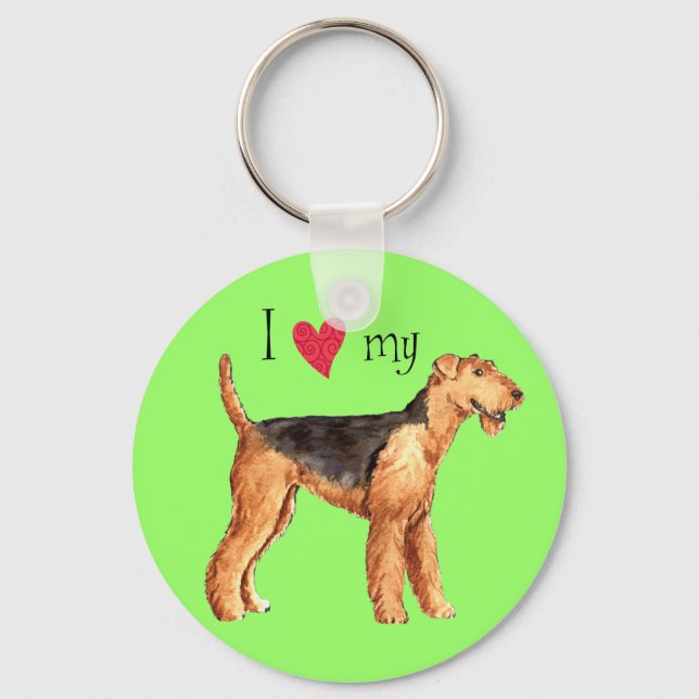 Ich Liebe meine Airedale Schlüsselanhänger (Vorderseite)