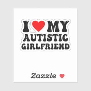 Ich liebe meine autistische Freundin Retro-Herz-De Aufkleber