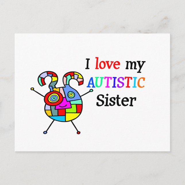 Ich Liebe meine Autistische Schwester Postkarte (Vorderseite)