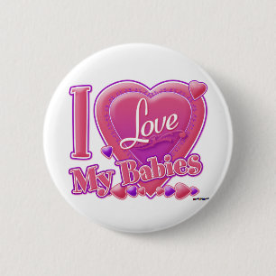 Ich Liebe meine Babys rosa/lila - Herzen Button