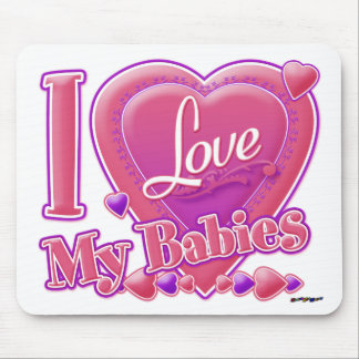 Ich Liebe meine Babys rosa/lila - Herzen Mousepad