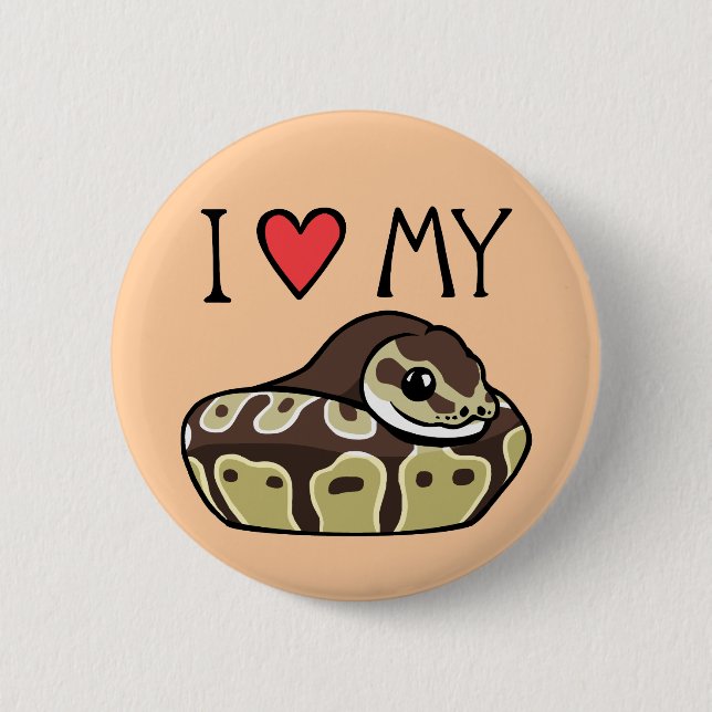 "Ich Liebe meine Ball-Pythonschlange-" niedliche Button (Vorderseite)