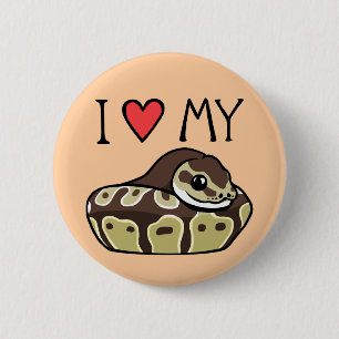 "Ich Liebe meine Ball-Pythonschlange-" niedliche Button