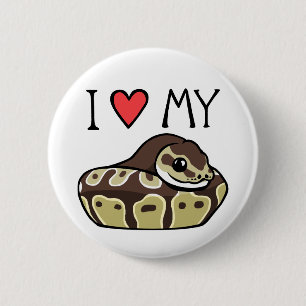 "Ich Liebe meine Ball-Pythonschlange-" niedliche Button