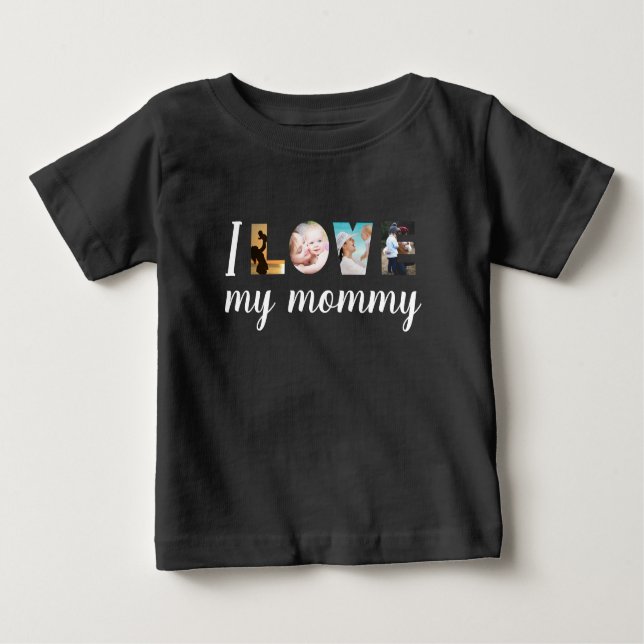 Ich Liebe meine benutzerdefinierten Foto-Mama-Buch Baby T-shirt (Vorderseite)