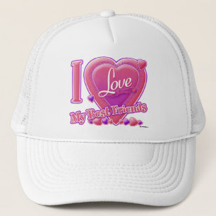 Ich Liebe Meine besten Freunde rosa/lila - Herzen Truckerkappe
