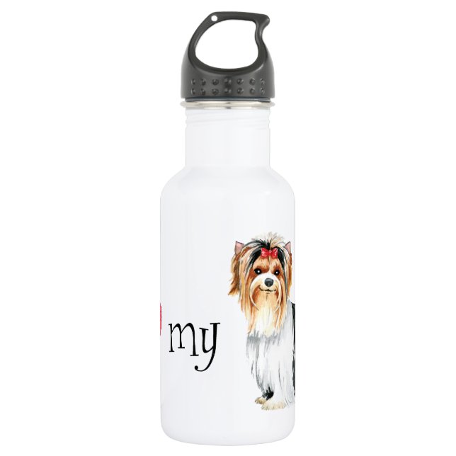 Ich Liebe meine Biewer Terrier Edelstahlflasche (Vorderseite)