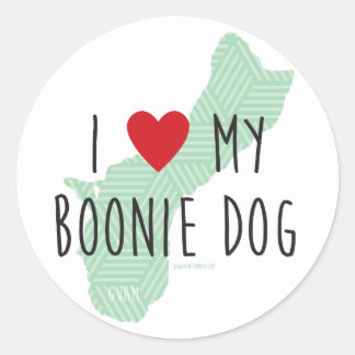 Ich Liebe meine Boonie-Dog-Stickers (grün) Runder Aufkleber