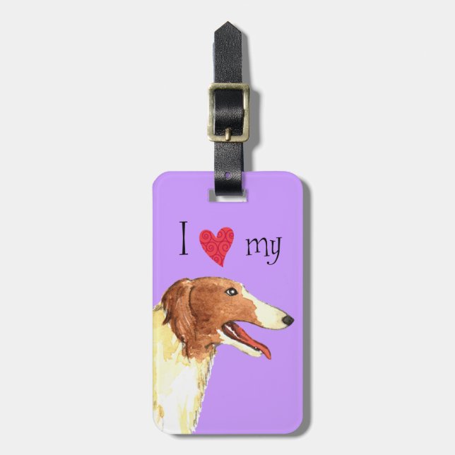 Ich Liebe meine Borzoi Gepäckanhänger (Vorderseite vertikal)