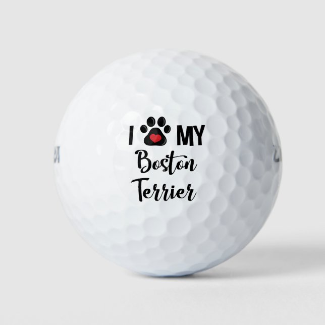 Ich Liebe meine Boston Terrier Golfball (Vorderseite)