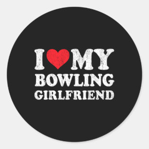Ich Liebe meine Bowling Girlfriend Funny Boyfriend Runder Aufkleber
